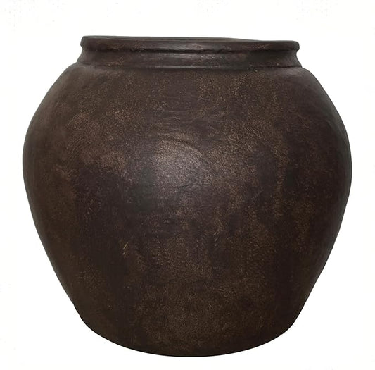 12" H x 14" Dia Fiberstone Vintage Style Planter with Drainage Hole, Indoor/Outdoor Large Plant Pot for Home Patio Garden, Ideal for Artificial Tree/Plants