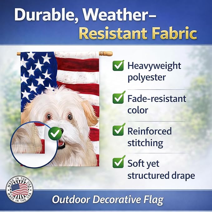 Caroline's Treasures CK6394CHF Alpine Spaniel American Flag House Flag Large Porch Sleeve Pole Decorative Outside Yard Banner Artwork Wall Hanging, Polyester, House Size, Multicolor