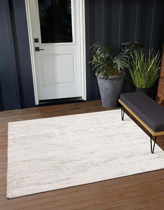 Unique Loom Outdoor Modern Collection Area Rug - Cartago (7' 10" Square Gray/Ivory)