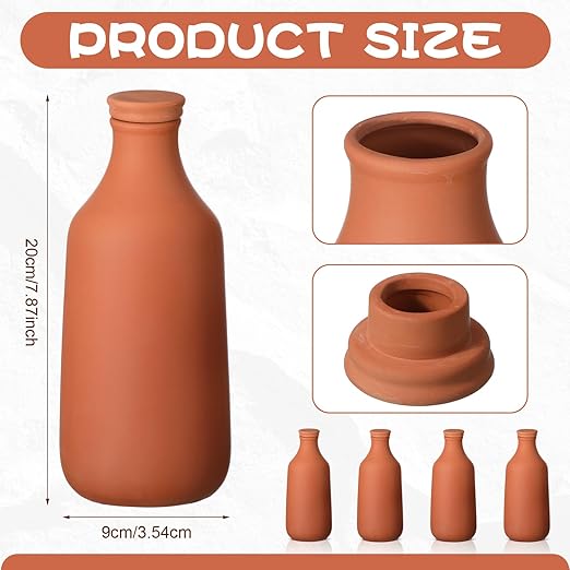 DoubleFill 6 Pcs 24oz Ollas Terracotta Watering Pots Self Watering Planter Insert Terracotta Globes Clay for Outdoor Indoor Garden Plants, Easy to Refill