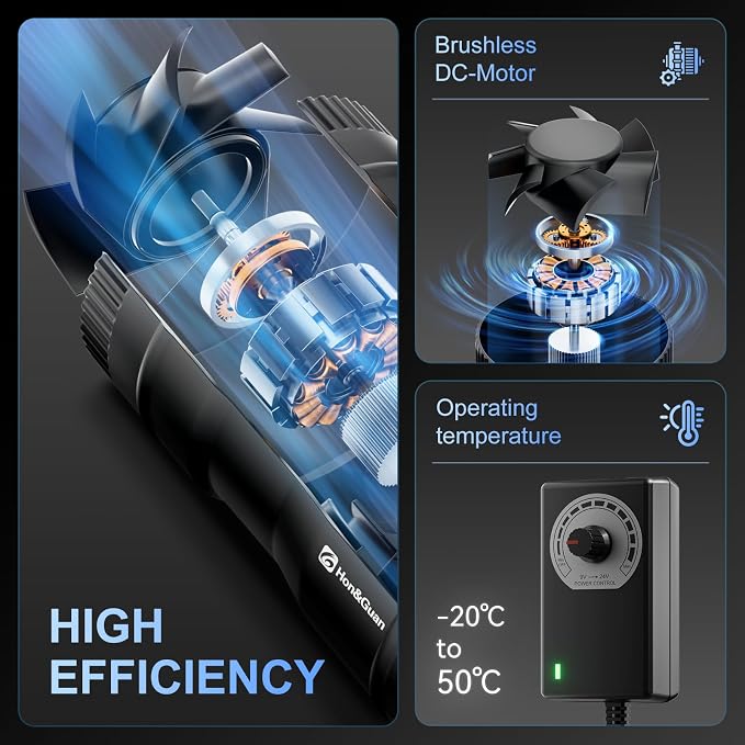 Hon&Guan 6 Inch Inline Booster Duct Fan with Speed Controller - 345 CFM Airflow with 19.2W Ultra-Low Power and Low Noise