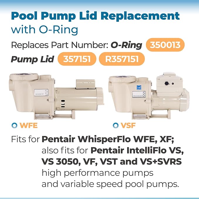 357151 Pump Lid with O-Ring Fits for Pentair WhisperFlo IntelliFlo Pump | Clear Pool Pump Cover Lid Fits for Pentair WhisperFlo WFE XF and IntelliFlo VF, VS 3050, VST, VS+SVRS High Performance Pumps
