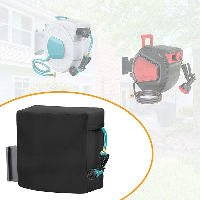 Garden Hose Reel Covers for Giraffe Tools AW40 1/2" x 130 ft Retractable Garden Hose Reel, Outerdoor Wall-Mounted Hose Reel Cover All Season Protection - 24"L x13"Wx 19.7"H