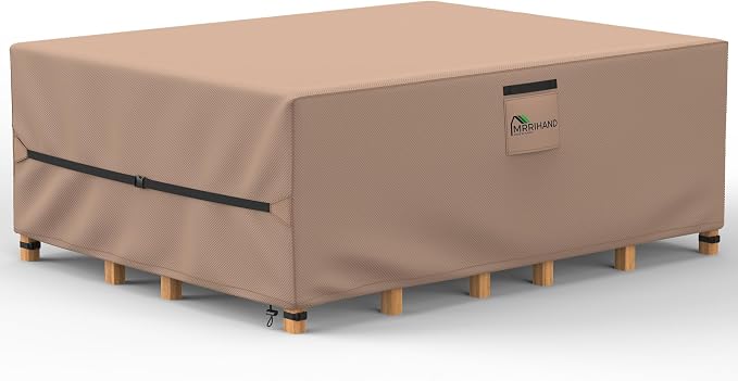 Mrrihand Upgrade 600D Heavy Duty Patio Furniture Covers Waterproof, Patio Furniture Outdoor Sectional Sofa Couch Set, Patio Table and Chair Set Cover 89.7" L×62.2" W×28.3" H, Brown