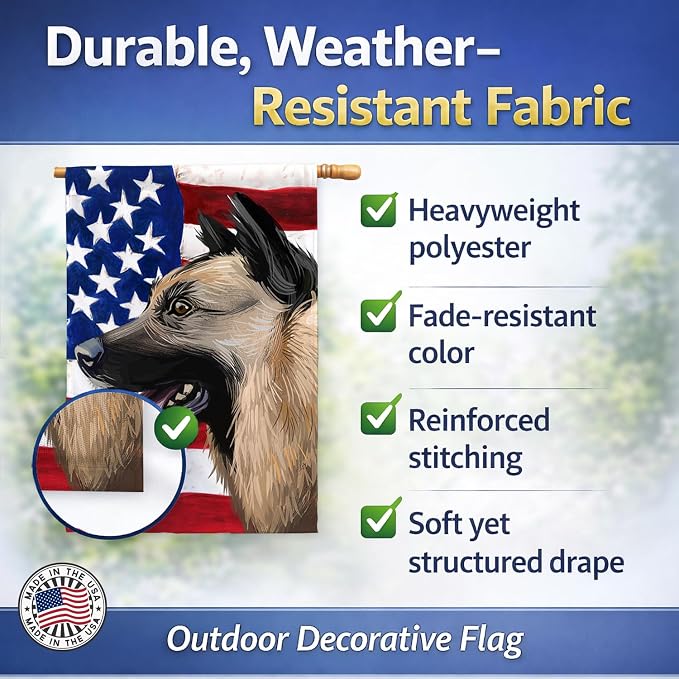 Caroline's Treasures CK6598CHF Kunming Wolfdog American Flag House Flag Large Porch Sleeve Pole Decorative Outside Yard Banner Artwork Wall Hanging, Polyester, House Size, Multicolor