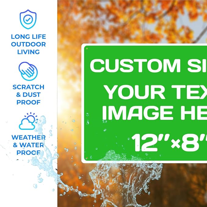 Personalized signs,Aluminum Weatherproof Metal Sign Multiple Sizes Custom Personalized Text And picture Here,hazard sign,garden sign,custom door sign,Customised business signs Green 12×8