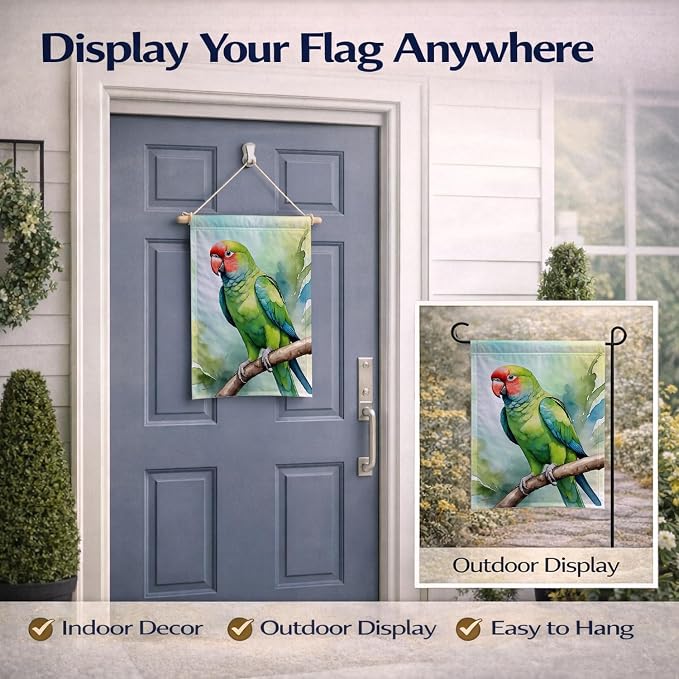 Caroline's Treasures African Ringneck Parrot Garden Flag Mailbox Flag Decorative Yard Flag Banner Outside Patio Artwork Yard Flower Beds, Garden Size, Multicolor