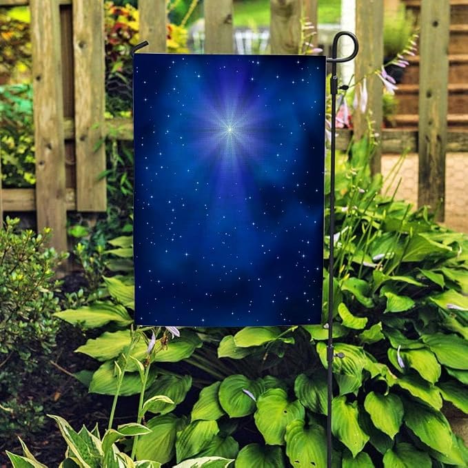 EMMTEEY Christmas Stars Starry Sky Bethlehem Burlap Garden Flag - 12.5X18 Small Yard Flag for Winter Decoration