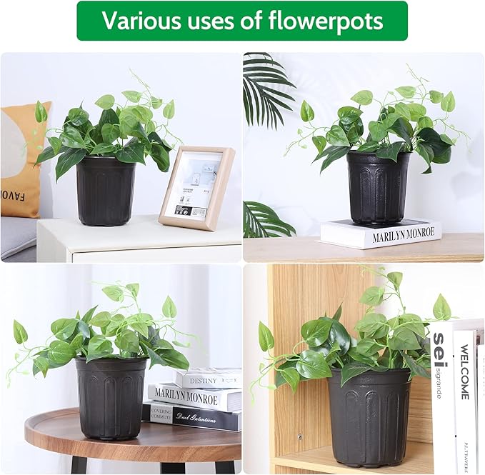 JERIA 50-Pack 1 Gallon Flexible Plant Nursery Pots,Thickened Soft Plastic Seedling Pots,Seed Starting Pot Flower Plant Container for Succulents，Seedlings