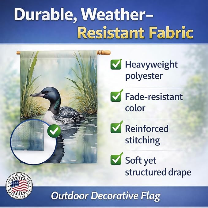 Caroline's Treasures Minnesota Common Loon House Flag Large Porch Sleeve Pole Decorative Outside Yard Banner Artwork Wall Hanging, Polyester, House Size, Multicolor
