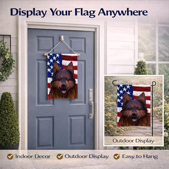 Caroline's Treasures CK6445GF Bohemian Shepherd American Flag Garden Flag Mailbox Flag Decorative Yard Flag Banner Outside Patio Artwork Yard Flower Beds, Garden Size, Multicolor