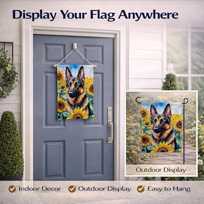 Caroline's Treasures DAC6084GF German Shepherd in Sunflowers Garden Flag Mailbox Flag Decorative Yard Flag Banner Outside Patio Artwork Yard Flower Beds, Garden Size, Multicolor