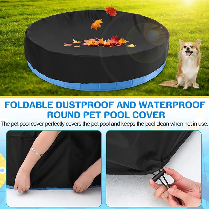 Foldable Dog Pool, 71 in Large Sprinkler Pool with Cover for Dog, Heavy Duty Dogs Splash Pad with Sprinkler Bathtub for Large Medium Small Pets Summer Outside Water Playing