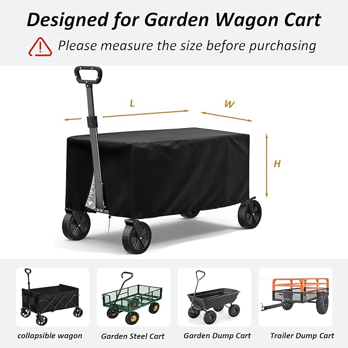 TheElves Collapsible Wagon Cover, Waterproof Cover for Outdoor Folding Cart, Heavy Duty Customized Covers for Garden Carts & Sport Wagons & Camping Wagons