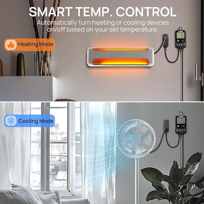 TURBRO 4 Inch Inline Duct Fan with Smart Temperature Controller Kit | WiFi-Enabled Thermostat with Timer and Temperature Monitoring, Variable Speed Controlled for Grow Tent and Ventilation