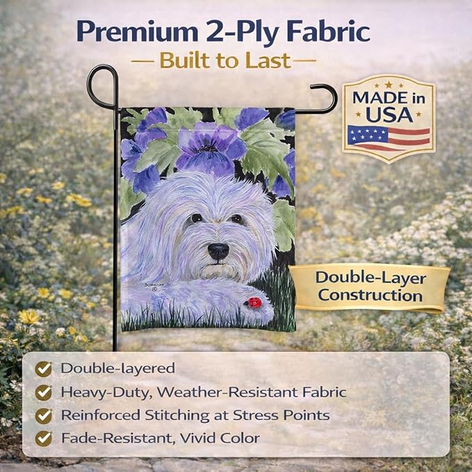 Caroline's Treasures SS8349GF Coton de Tulear Garden Flag Mailbox Flag Decorative Yard Flag Banner Outside Patio Artwork Yard Flower Beds, Garden Size, Multicolor