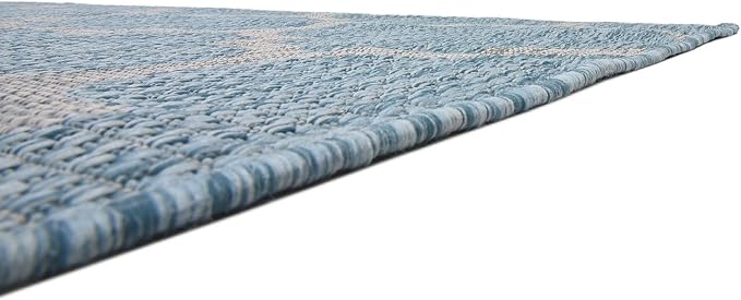 Unique Loom Outdoor Trellis Collection Area Rug (9' x 12' Rectangle, Aquamarine/ Gray)