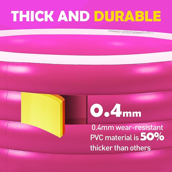 Blow Up Pool, 72" X 30" Deep Round Inflatable Swimming Adult Pool, Backyard Inflatable Pool for Kids Swimming, Pink