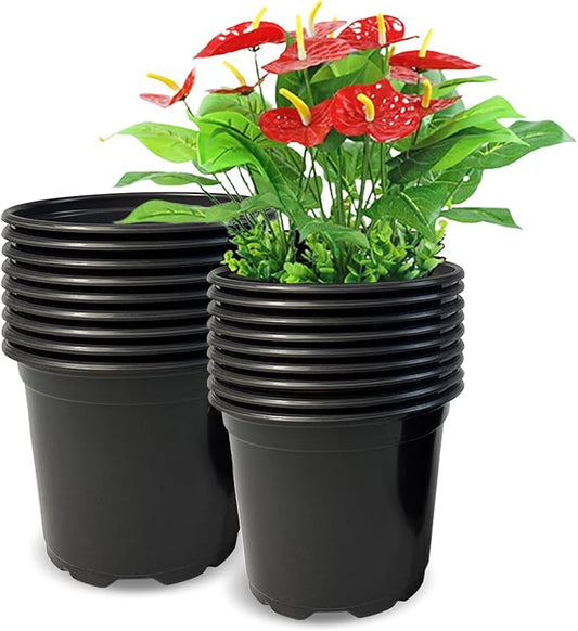 OUPSAUI 1 Gallon Pots for Plants,Flexible Gallon Plastic Nursery Pots with Drainage Holes, Plastic Pots for Outdoor Plants (1Gal-20pcs)