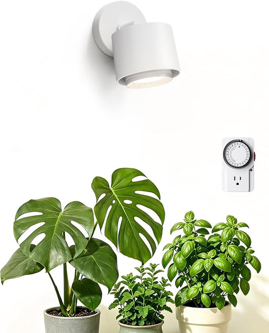 Barrina TR40a Track LED Grow Lights for Indoor Plants, 15°-60° Adjustable Beam Angle, 40W 4000K Wall Mounted Plant Light, Full Spectrum Ceiling LED Growing Lamps with Timer, White Cover, 1-Pack