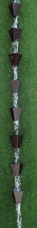 KAM Home Bronze Tapered Square Cups Rain Chain with Installation Kit (Brown, 14)