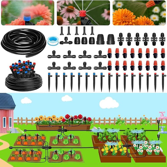 Drip Irrigation Kit for Garden, Quick-Connect Raised Bed Watering System 230FT, Plant Accessories, Drip Line Kit for Greenhouse, DIY Micro Sprinklers Set for Yard Outside,Sistema De Riego Por Goteo