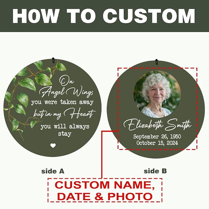 ASTARIN Customized Wind Chimes Memorial, Sympathy Gifts for Loss of Mom Dad Son, Grief Gifts for Women, Condolences Wind Chime Gift Idea, Wooden Windchime Deep Tone(Made in Texas)