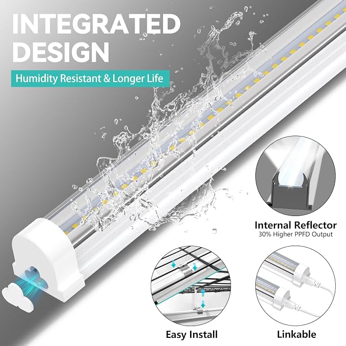 JESLED Plant Grow Lights, 2FT 5000K Full Spectrum Daylight White, 144W(6 X 24W,900W Equivalent), Linkable Grow Light Strips for Indoor Plants, Seed Starting, Greenhouse, Growing Shelf, 6-Pack