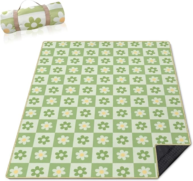 Checkered Blankets Waterproof Foldable,60''x80'' Portable Dual Layers Outdoor Travel Camping Backpacking Hiking Beach Blanket Mat for Grass Padded Lawn Park Beach,Checkered Picnic Accessories