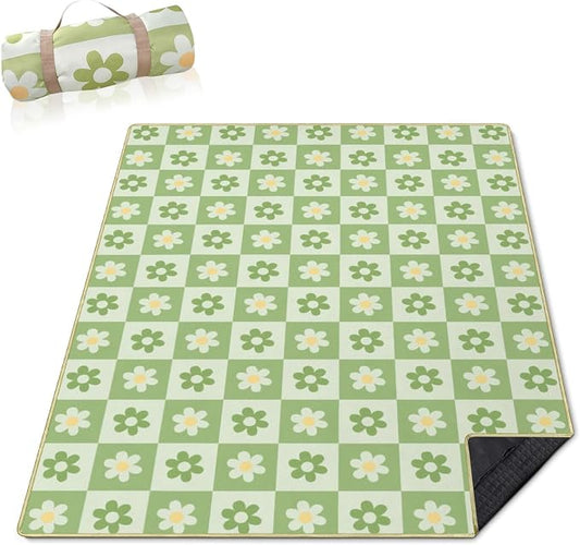 Checkered Blankets Waterproof Foldable,60''x80'' Portable Dual Layers Outdoor Travel Camping Backpacking Hiking Beach Blanket Mat for Grass Padded Lawn Park Beach,Checkered Picnic Accessories