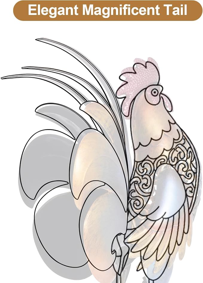 Rooster Garden Statues,Vintage Chicken Statue for Outdoor Decor, Regal Mighty Metal Rooster,Perfect Handmade Gift for Housewarming, Friends, Garden Lover