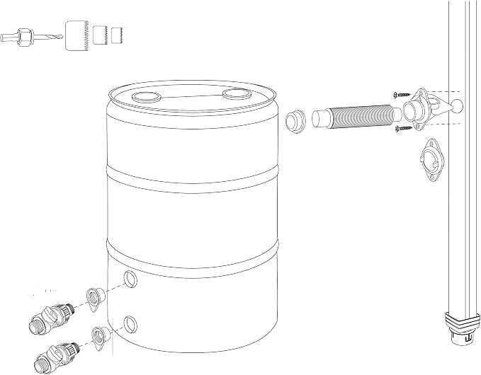 2"x3" Downspout EarthMinded RainBarrel Kit | includes drill bit set + 2 shut off valves