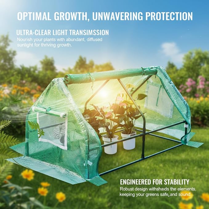 47.2" L × 23.6" W × 23.6" H Mini Greenhouse for Indoor Outdoor,Portable Mini Greenhouse, Heavy-Duty PE Plant Cover Tent , Tabletop Greenhouse for Small Plants, Seedling Humidity Dome Green