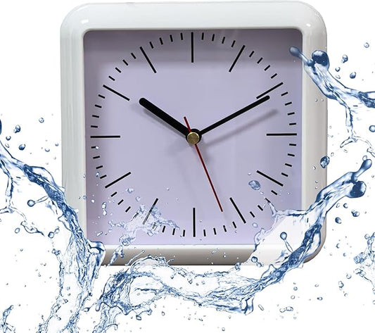 Bathroom Waterproof Wall Clock, Indoor White Wall Clock, Quartz Movement, Plastic Frame, Flexible Choice for Hanging Or Standing, Modern Silent Small Wall Clock for Living Room and Kitchen