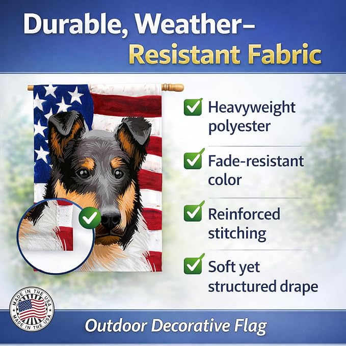 Caroline's Treasures CK6492CHF Collie Rough Dog American Flag House Flag Large Porch Sleeve Pole Decorative Outside Yard Banner Artwork Wall Hanging, Polyester, House Size, Multicolor