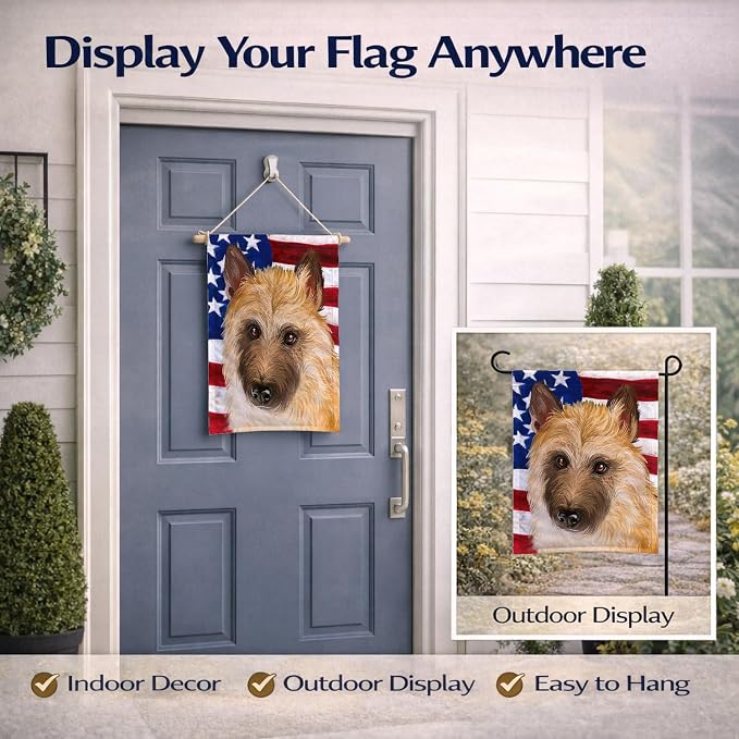 Caroline's Treasures CK6427GF Belgian Laekenois American Flag Garden Flag Mailbox Flag Decorative Yard Flag Banner Outside Patio Artwork Yard Flower Beds, Garden Size, Multicolor