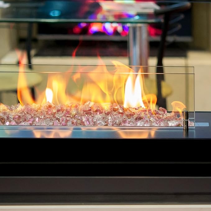Onlyfire 10 lbs Fire Glass Rocks 1/4 Inch, Reflective Tempered Glass for Propane Fire Pit & Gas Fireplace, High Luster Firepit Glass Stones for Fire Table, Rose Gold (Multicolor Options Available)