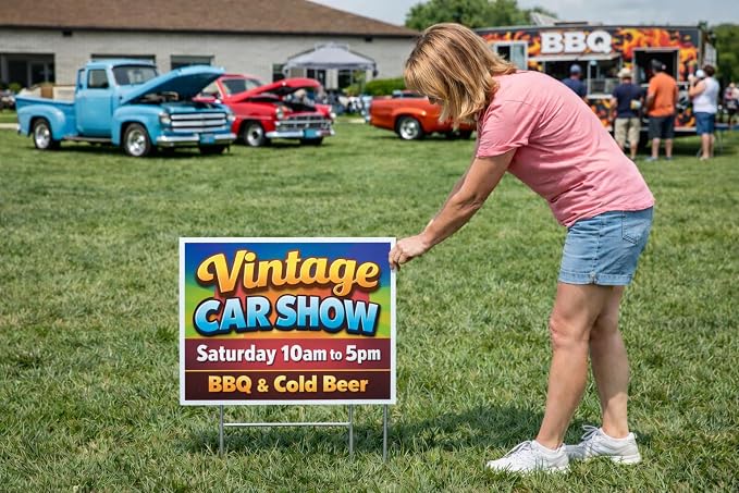 TEN (10) Pack Custom Personalized 24 x 18 inch Yard Signs, Double and Single Sided Printing, Metal Stakes, by 4CInk