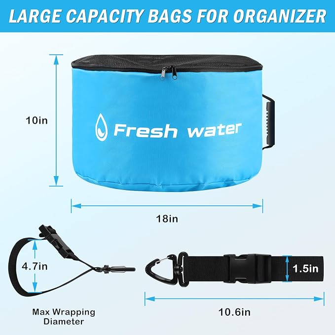 4 Pack RV Sewer Hose Storage, Visible Cover And Two-Way Zipper RV Hose Storage Bags, Waterproof RV Accessories Bags Utility Bag Organizer for Garden Fresh Water Hoses Electrical Cords Camper Tools