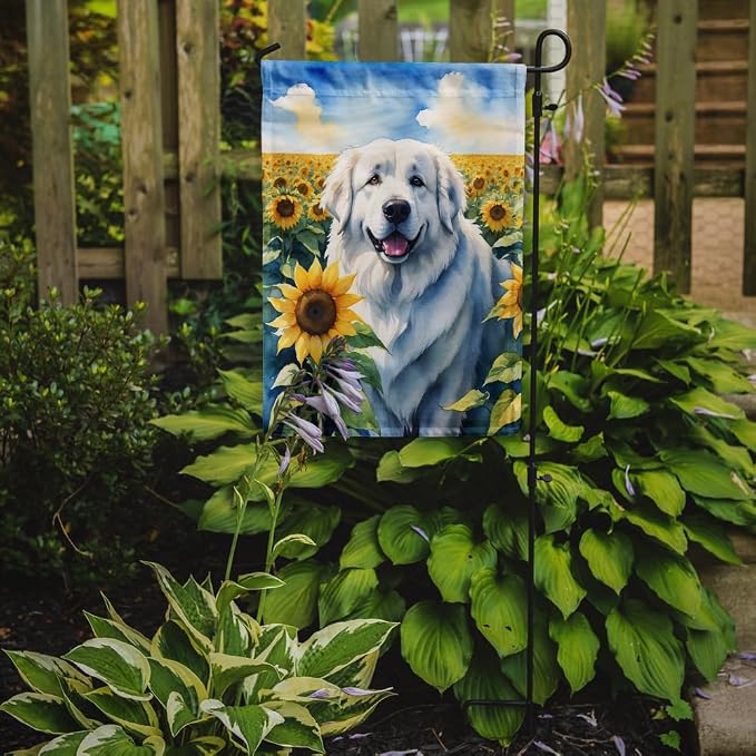 Caroline's Treasures DAC6093GF Great Pyrenees in Sunflowers Garden Flag Mailbox Flag Decorative Yard Flag Banner Outside Patio Artwork Yard Flower Beds, Garden Size, Multicolor