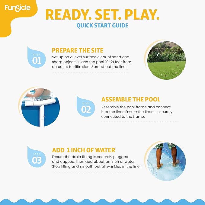 Funsicle 7' x 5' x 24" Durable Rectangular Above Ground Activity Lap Pool with SmartConnect Technology for Ages 6 and Up, Blue
