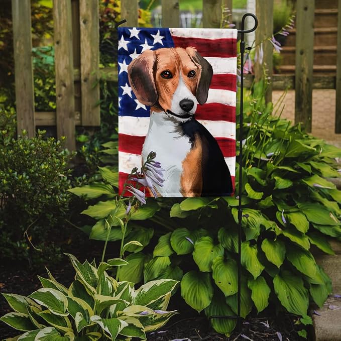Caroline's Treasures CK6421GF Beagle American Flag Garden Flag Mailbox Flag Decorative Yard Flag Banner Outside Patio Artwork Yard Flower Beds, Garden Size, Multicolor