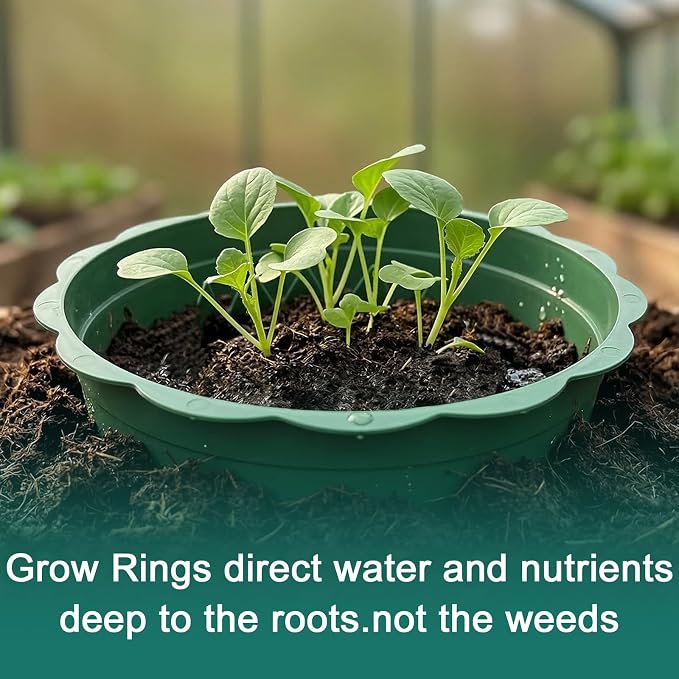 6 Pcs 10 Inch Planting Grow Rings, Planting Protective Edging,Plant Support Rings Deep Watering, Weed Blocking Round Edging for Veggies, Herbs and Flowers
