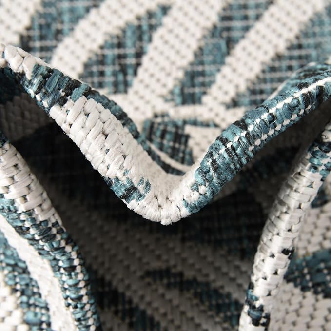 Unique Loom Outdoor Botanical Collection Area Rug - Palm (4' 1" x 6' 1" Rectangle, Teal/ Ivory)