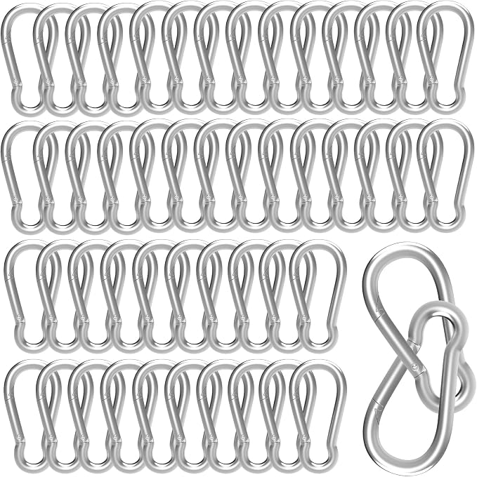 Heavy-Duty Carabiner Clip 1.57"–5.5", Black/Silver Spring Snap Hook, Quick Link Keychain Clip for Keys, Swing Set, Camping, Fishing, Hiking & Traveling (120–1350 lbs)