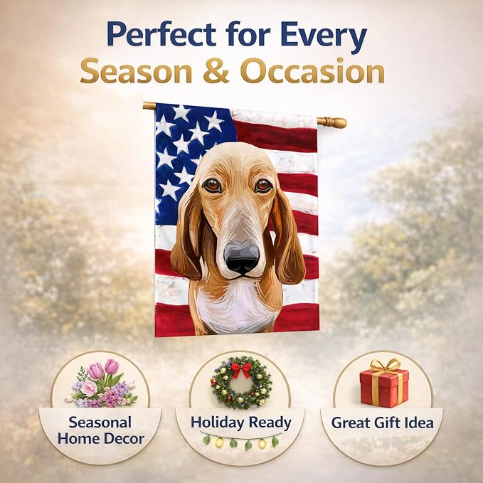 Caroline's Treasures CK6693CHF Schweizer Laufhund Dog American Flag House Flag Large Porch Sleeve Pole Decorative Outside Yard Banner Artwork Wall Hanging, Polyester, House Size, Multicolor