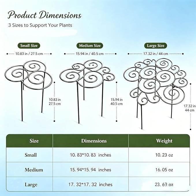 Plant Support Ring for Most Plants – Heavy Duty Metal Cage for Flowers, Vegetables, Tomatoes, Peonies, Roses – Garden Stake for Indoor/Outdoor Pots – No Tools Needed (M)