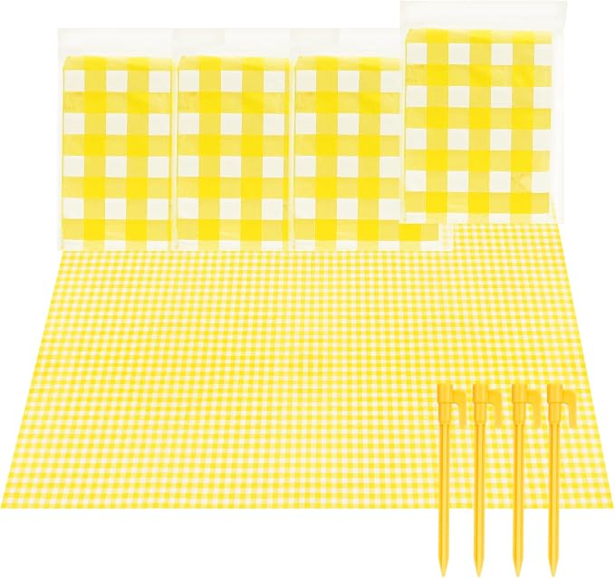 4 Pcs Disposable Outdoor Picnic Blankets 70.9''x70.9'' Portable Pocket Blanket Foldable Waterproof Picnic Mats Sandproof Beach Blanket with Ground Spikes for Beach Travel Hiking Camping