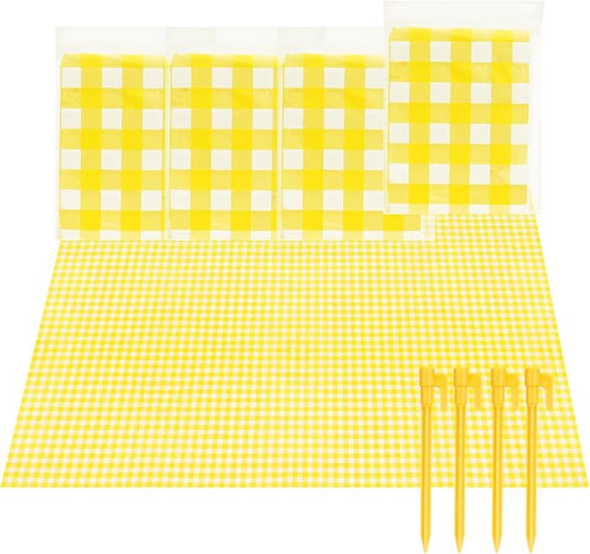 4 Pcs Disposable Outdoor Picnic Blankets 70.9''x70.9'' Portable Pocket Blanket Foldable Waterproof Picnic Mats Sandproof Beach Blanket with Ground Spikes for Beach Travel Hiking Camping