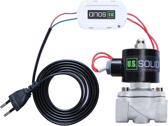 U.S. Solid Smart Solenoid Valve - 1/2 inch Wi-Fi APP-Controlled Stainless Steel Solenoid Valve, 110V AC